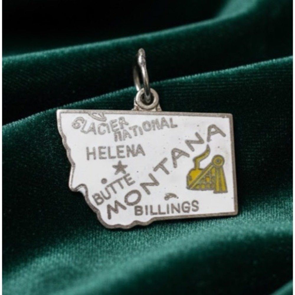 Vintage Montana Charm Souvenir Bracelet Charm Enamel Billings Montana